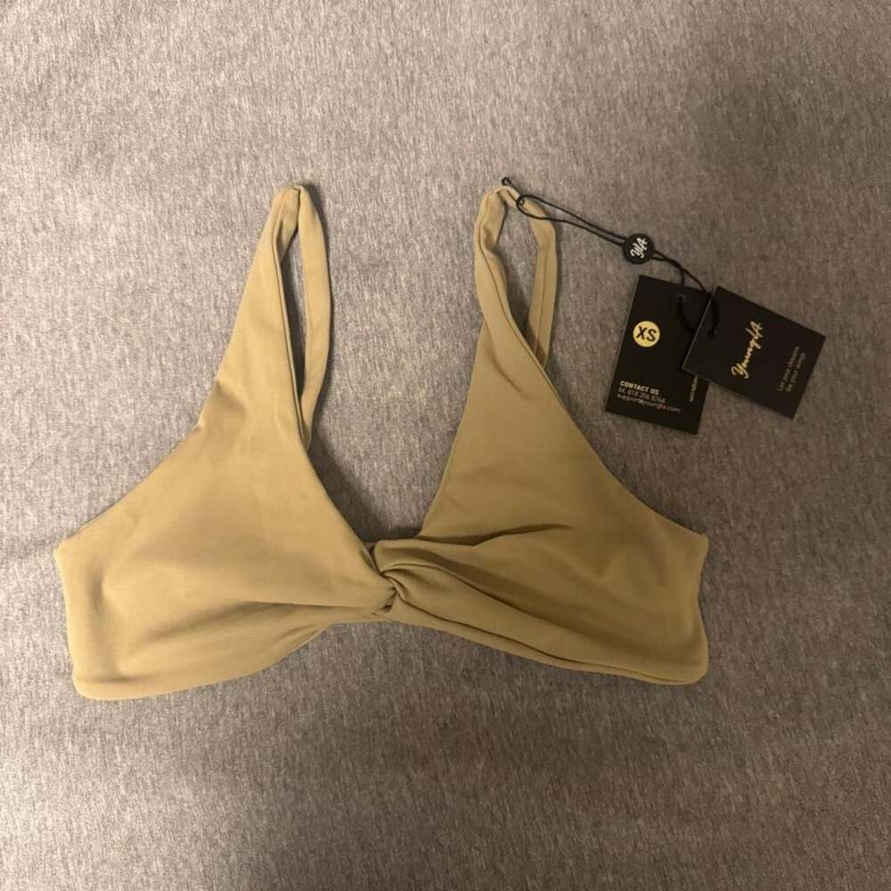 YoungLA Model W326 Twist Front Sport Bra Desert Olive XS